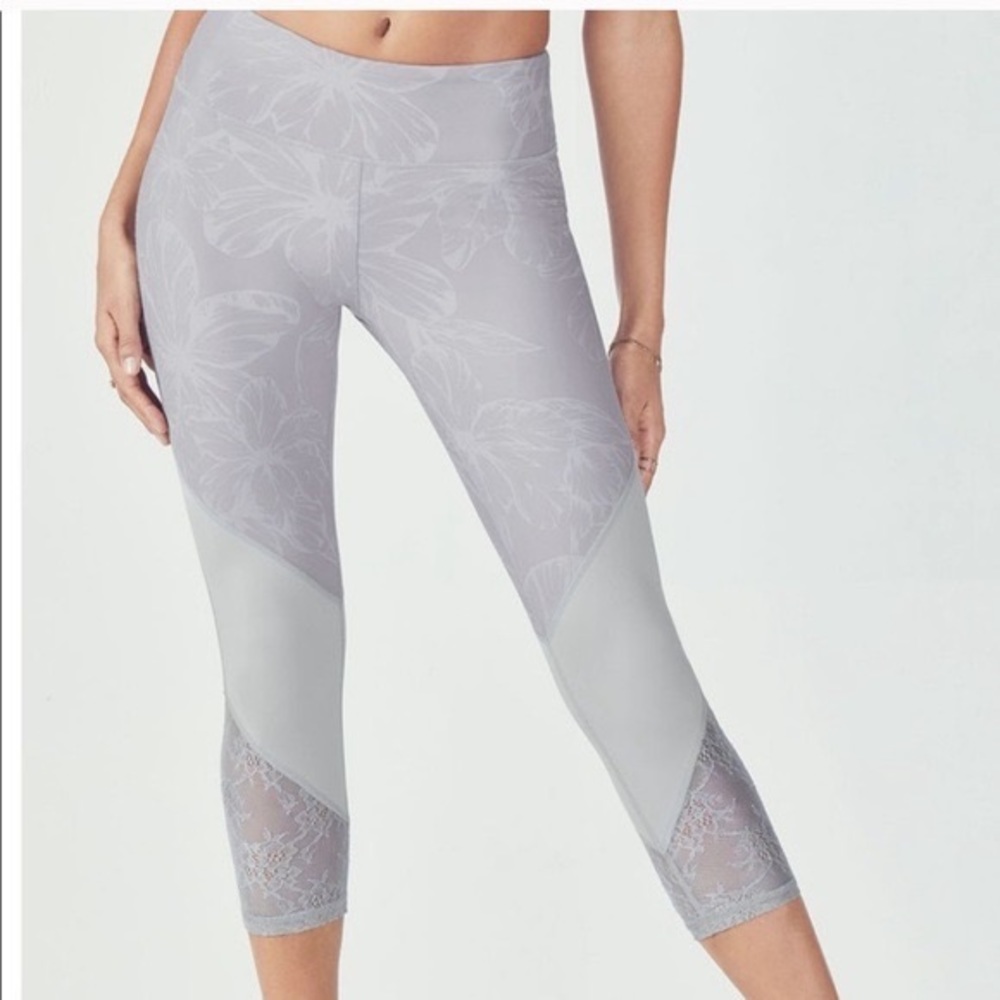 Grey floral lace leggings from Fabletics